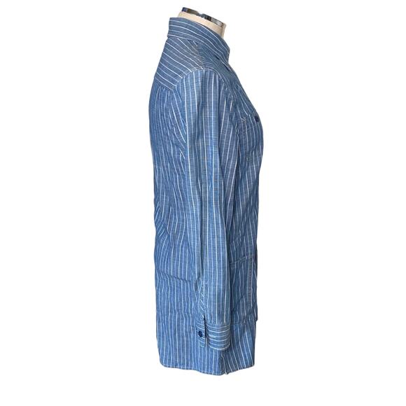 Lucky Brand Stiped Chambray Denim Jean Long sleeve Button Down Shirt Dress XS - Picture 7 of 10